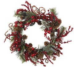 4838 Assorted Berry Silk Holiday Wreath by Nearly Natural | 24 inches