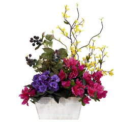 1270 Azalea & Mixed Floral Silk Arrangement by Nearly Natural | 21 inches
