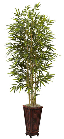 5922 Bamboo Artificial Silk Tree with Planter by Nearly Natural | 6'
