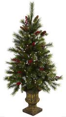 5371 Berry & Pine Cone Christmas Tree w/Lights by Nearly Natural | 4 feet