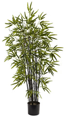 5417 Black Bamboo Artificial Tree with Planter by Nearly Natural | 4 feet