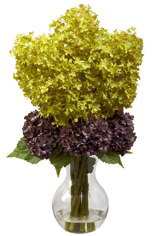 1304 Silk Bostonian Hydrangea in Faux Water by Nearly Natural | 25 inches