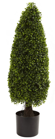 5412 Boxwood Indoor Outdoor Silk Cone Topiary by Nearly Natural | 3 feet