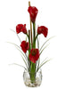 1118-RD Red Calla Lily Silk Flowers in Water in 4 colors by Nearly Natural | 18"