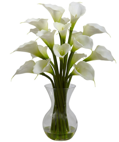 1299-CR Cream Calla Lily Silk Flowers in Water in 4 colors by Nearly Natural | 26"