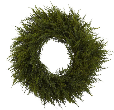 4952 Cedar Artificial Silk Holiday Wreath by Nearly Natural | 24 inches