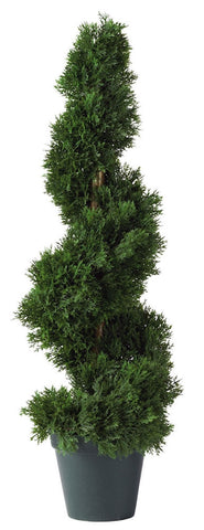 5160 Cedar Indoor Outdoor Silk Spiral Topiary by Nearly Natural | 24 inches