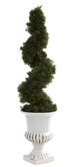 5932 Cedar Indoor Outdoor Silk Spiral Topiary by Nearly Natural | 31 inches