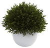 4977-S3 Cedar Set of 3 Silk Ball Topiary Plants by Nearly Natural | 6.5 inches