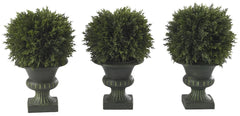 4761 Cedar Set of 3 Silk Ball Topiary Plants by Nearly Natural | 8.5 inches