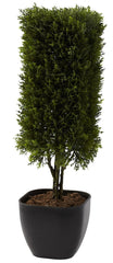 4967 Cedar Silk Cylinder Topiary w/Planter by Nearly Natural | 19 inches