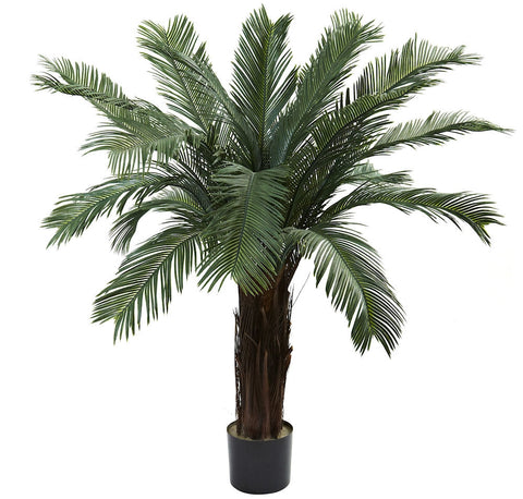 6769 Cycas Indoor Outdoor Silk Tree with Planter by Nearly Natural | 4 feet