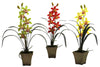 4066-AS-S3 Cymbidium Orchid Set/3 Silk Plants by Nearly Natural | 19 inches