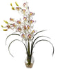 1293-WH White Silk Cymbidium Orchids in Water in 2 colors by Nearly Natural | 28"