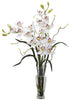 1183-WH White Silk Cymbidium Orchids in Water in 3 colors by Nearly Natural | 30"