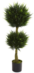 5392 Cypress Indoor Outdoor Silk Double Ball Topiary by Nearly Natural | 4'