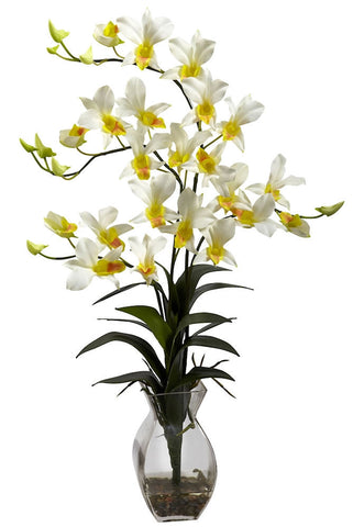 1292-CR Cream Silk Dendrobium in Water in 4 colors by Nearly Natural | 23 inches