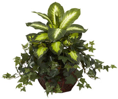 6732 Dieffenbachia & English Ivy Silk Plant by Nearly Natural | 20 inches
