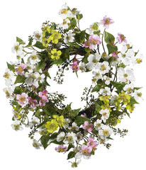 4688 Dogwood Artificial Silk Wreath by Nearly Natural | 20 inches
