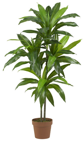 6585 Dracaena Artificial Silk Tree with Planter by Nearly Natural | 4 feet