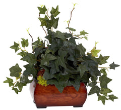 6683 English Ivy Silk Arrangement w/Chest by Nearly Natural | 15 inches