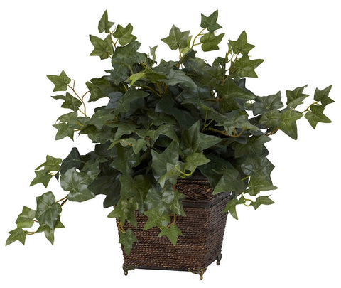 6705 English Ivy Silk Plant with Planter by Nearly Natural | 17 inches