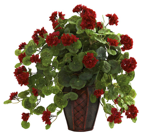 6777 Geranium Artificial Silk Plant w/Planter by Nearly Natural | 22 inches