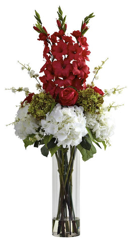 1337-RD Red Giant Mixed Floral in Water in 2 colors by Nearly Natural | 4 feet