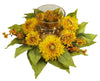 4905 Golden Sunflower Artificial Candelabrum by Nearly Natural | 17 inches