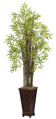6746 Grass Bamboo Silk Tree with Planter by Nearly Natural | 5.5 feet