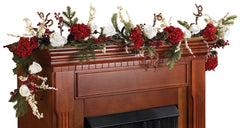 4900 Hydrangea & Rose Silk Holiday Garland by Nearly Natural | 6 feet