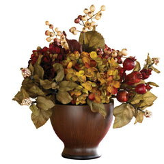 4680 Hydrangea Silk Autumn Arrangement by Nearly Natural | 12 inches