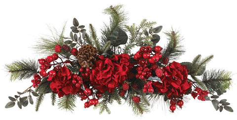 4679 Hydrangea Artificial Silk Holiday Swag by Nearly Natural | 30 inches