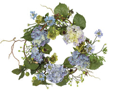 4642-BL Hydrangea Artificial Silk Wreath by Nearly Natural | 20 inches