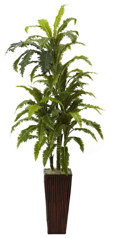 6748 Marginatum Fern Silk Plant with Planter by Nearly Natural | 55 inches