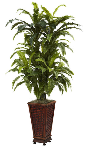 6747 Marginatum Fern Silk Plant with Planter by Nearly Natural | 57 inches