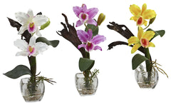 1321-S3 Mini Silk Cattleya Orchid S/3 in Water by Nearly Natural | 14.5 inches