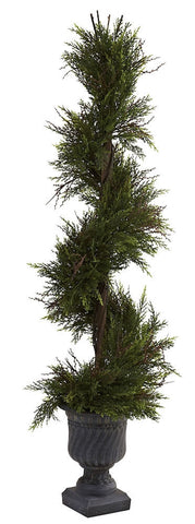 5367 Mini Pine Indoor Outdoor Silk Spiral Topiary by Nearly Natural | 45"