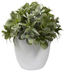 4962-S2 Mixed Silk Succulents S/2 White Planters by Nearly Natural | 8 inches