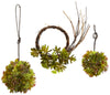 4970-S3 Mixed Succulents Set/3 Silk Wreath Spheres by Nearly Natural | 5" & 9"