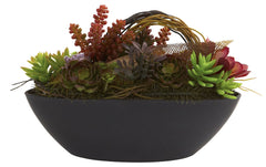 4980 Mixed Silk Succulents w/Black Planter by Nearly Natural | 12 inches
