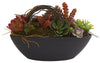 4980 Mixed Silk Succulents w/Black Planter by Nearly Natural | 12 inches