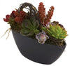 4980 Mixed Silk Succulents w/Black Planter by Nearly Natural | 12 inches