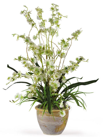 1005-GR Green Oncidium Dancing Lady Silk Orchid in 4 colors by Nearly Natural | 26"