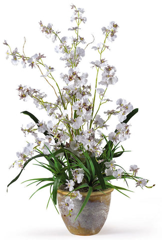 1005-WH White Oncidium Dancing Lady Silk Orchid in 4 colors by Nearly Natural | 26"