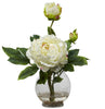 1278-WH White Peony Silk Flowers in Water in 3 colors by Nearly Natural | 13.5"