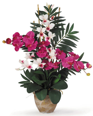 1071-BW Beauty & White Phalaenopsis Dendrobium Orchids in 5 colors by Nearly Natural | 29"