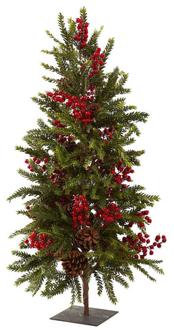 5350 Pine & Berry Artificial Christmas Tree by Nearly Natural | 35 inches