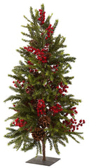 5350 Pine & Berry Artificial Christmas Tree by Nearly Natural | 35 inches