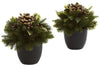 4981-S2 Pine & Berry Silk Holiday Arrangements by Nearly Natural | 7 inches